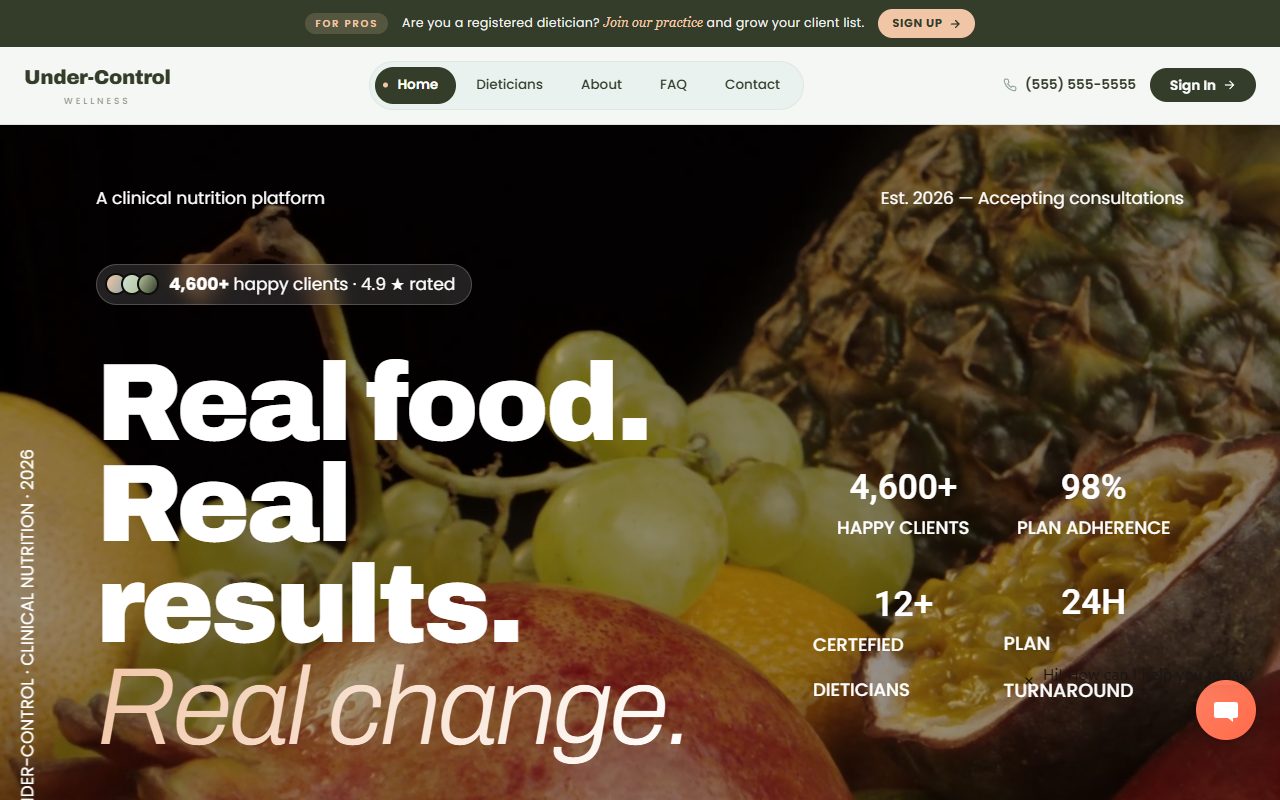 Under-Control — clinical nutrition platform built by Grippy Code