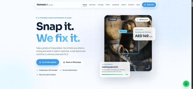 Maintain It website built by Grippy Code — Home services · Dubai, UAE